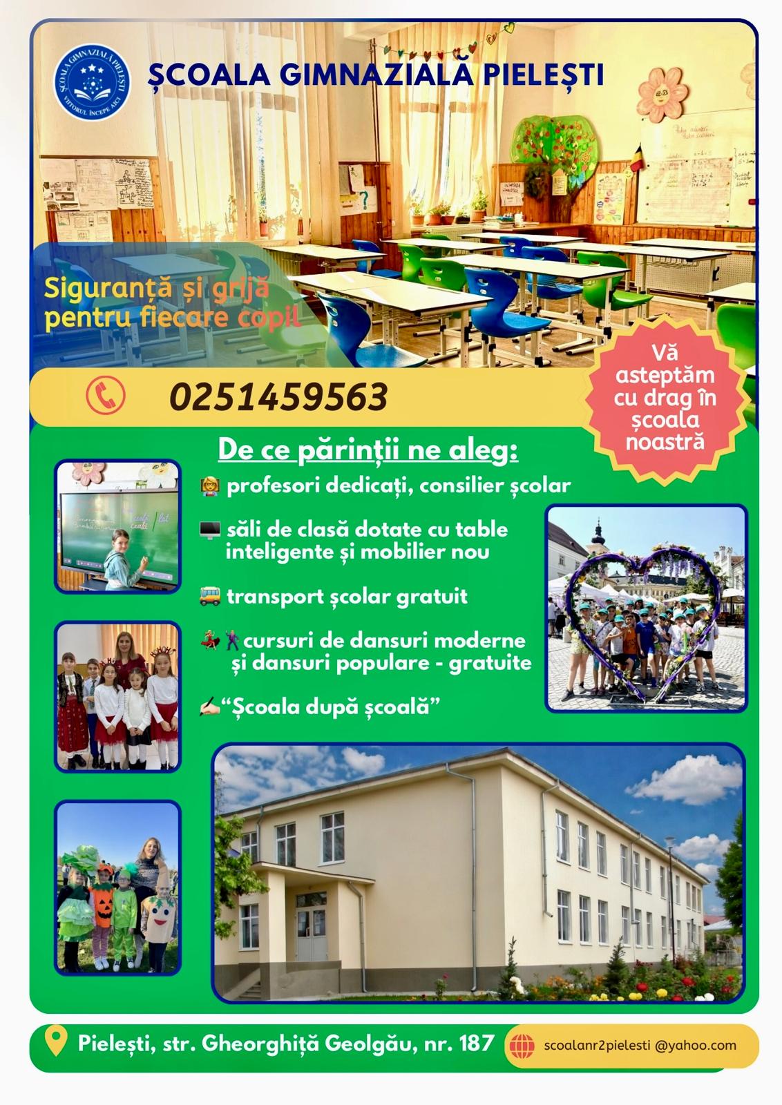 Oferta și activitățile Școlii Gimnaziale Pielești